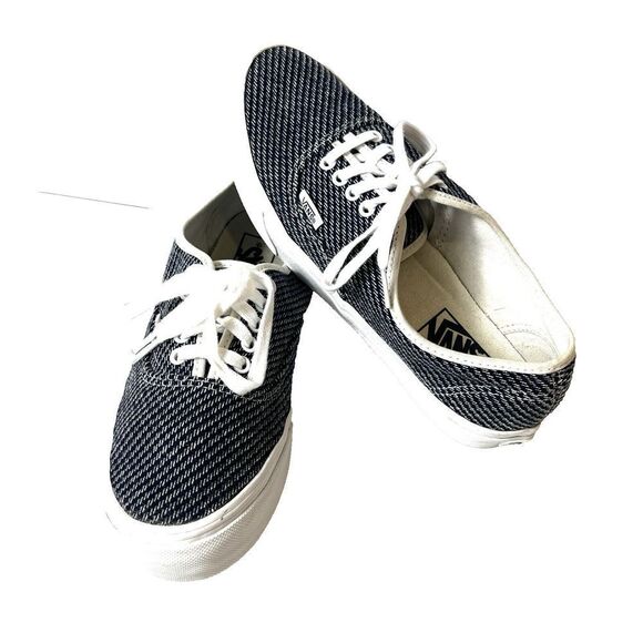 VANS Off The Wall Womens 8 Herringbone Blue Sneaker Mens 6.5 Skate Shoes Low Top - Picture 1 of 10